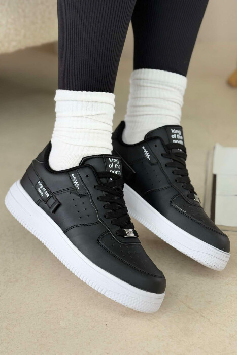 ONE COLOR LITTLE WRITTINGS WOMEN SNEAKERS BLACK-WHITE/ZEBA - 2