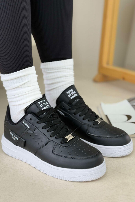 ONE COLOR LITTLE WRITTINGS WOMEN SNEAKERS BLACK-WHITE/ZEBA - 3