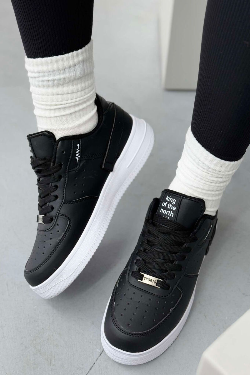 ONE COLOR LITTLE WRITTINGS WOMEN SNEAKERS BLACK-WHITE/ZEBA - 5