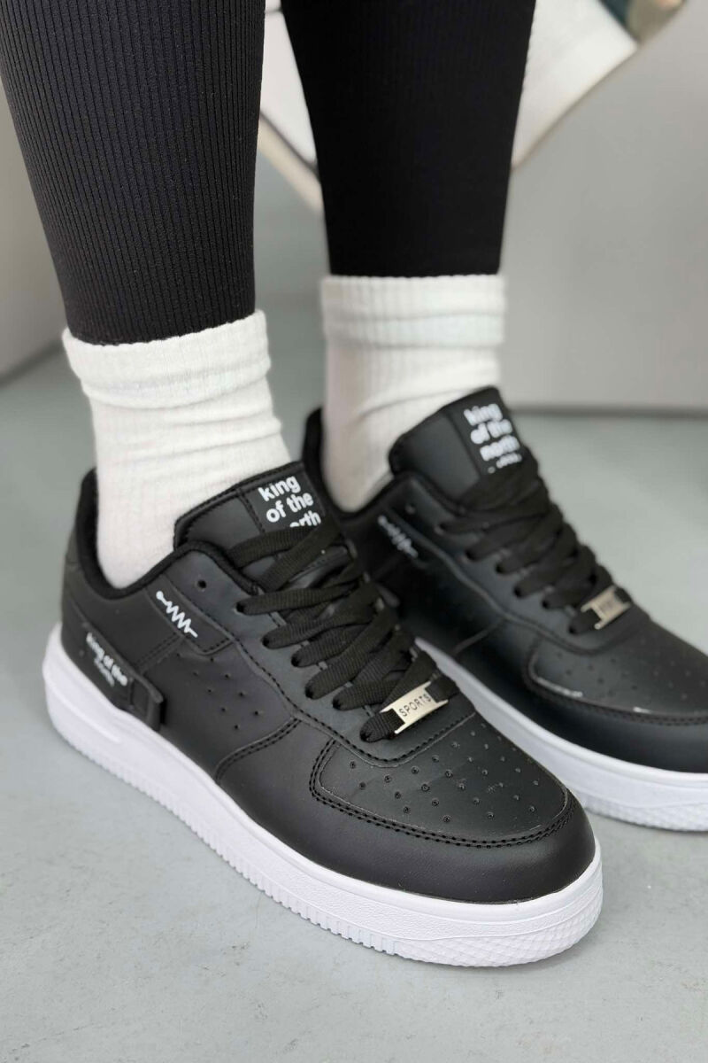 ONE COLOR LITTLE WRITTINGS WOMEN SNEAKERS BLACK-WHITE/ZEBA - 6