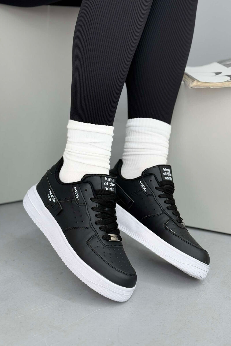ONE COLOR LITTLE WRITTINGS WOMEN SNEAKERS BLACK-WHITE/ZEBA - 9