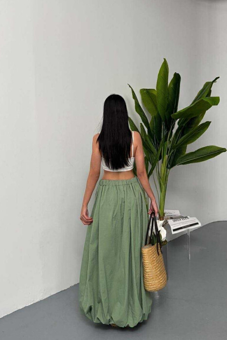 ONE COLOR LONG ELASTIC WAIST WOMEN SKIRT MINT/MENTE - 3