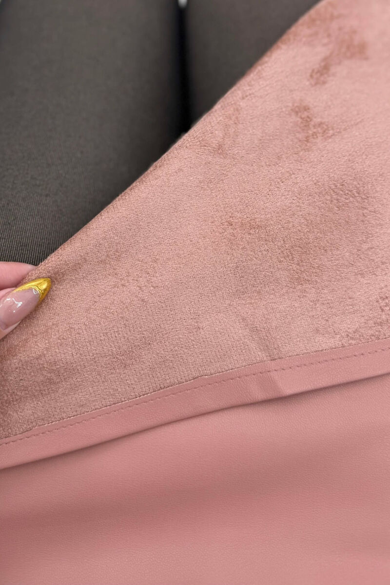 ONE COLOR LONG LEATHER WOMEN SKIRT POWDER/PUDER - 3