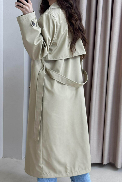 ONE COLOR LONG SIMPLE WOMEN JACKET BEIGE/BEZHE - 3