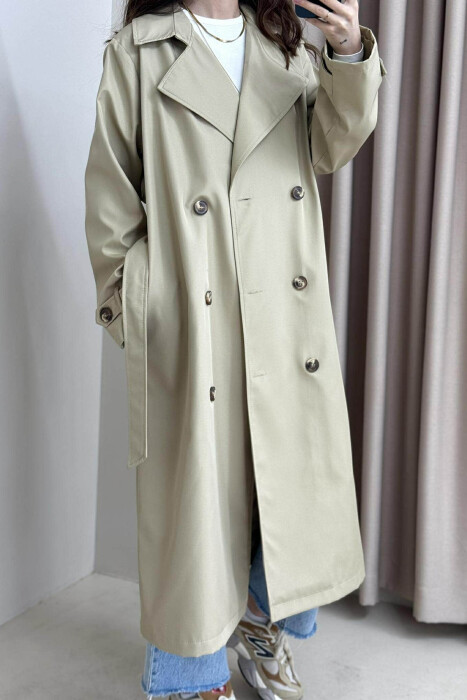 ONE COLOR LONG SIMPLE WOMEN JACKET BEIGE/BEZHE - 4