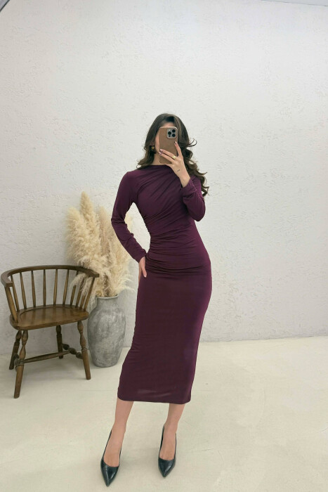 ONE COLOR LONG SLEEVE WOMAN DRESS PURPLE/LEJLA - 2
