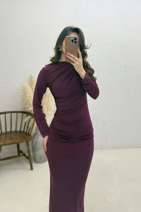 ONE COLOR LONG SLEEVE WOMAN DRESS PURPLE/LEJLA - 3