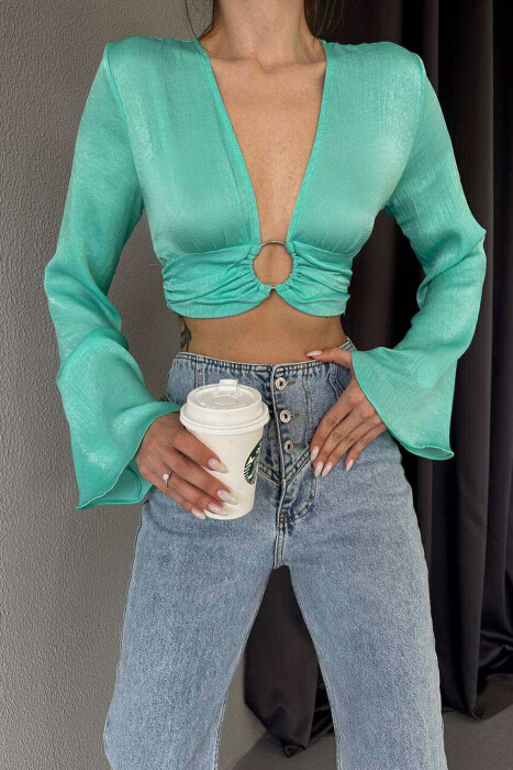 ONE COLOR LONG SLEEVE WOMEN CROP MINT/MENTE - 4
