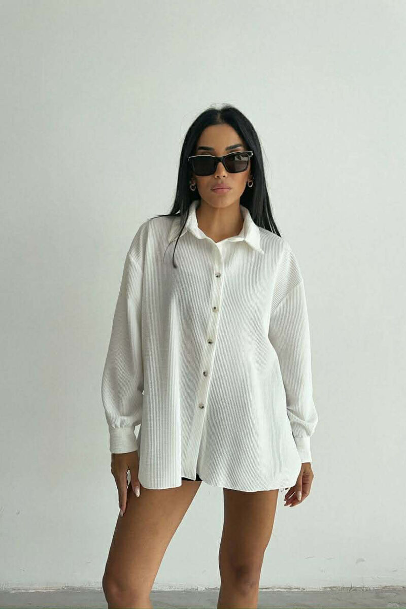 ONE COLOR LONG SLEEVE WOMEN SHIRT WHITE-E BARDHE - 1