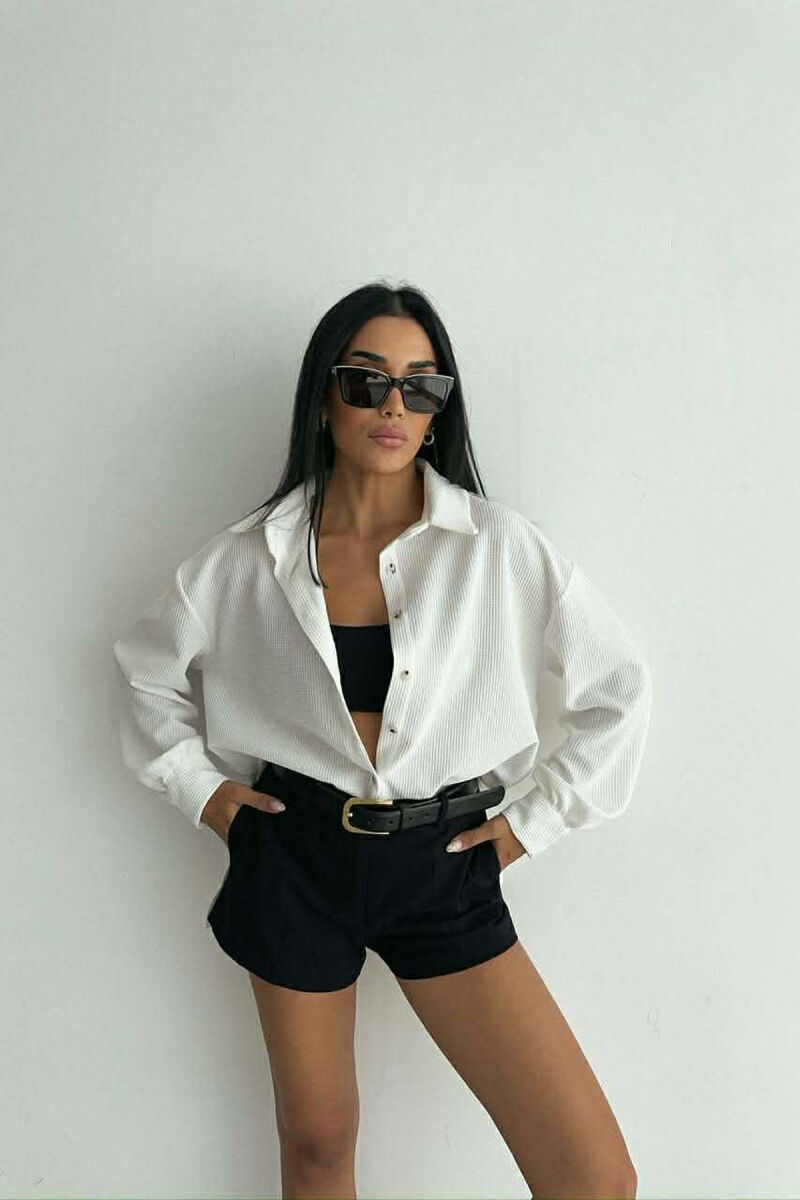 ONE COLOR LONG SLEEVE WOMEN SHIRT WHITE-E BARDHE - 2