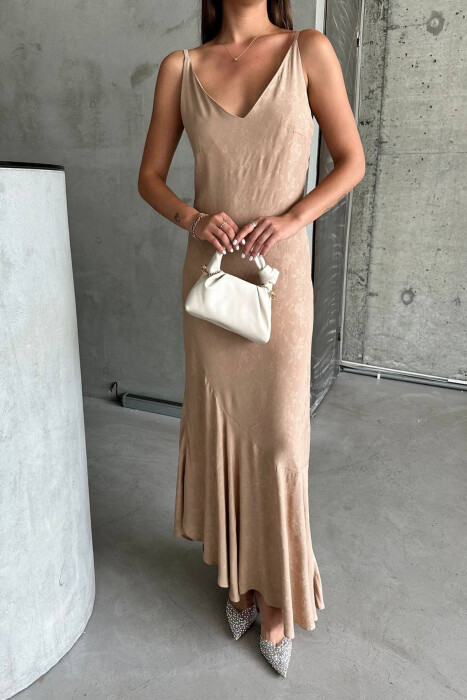 ONE COLOR LONG WOMAN DRESS BEIGE/BEZHE 