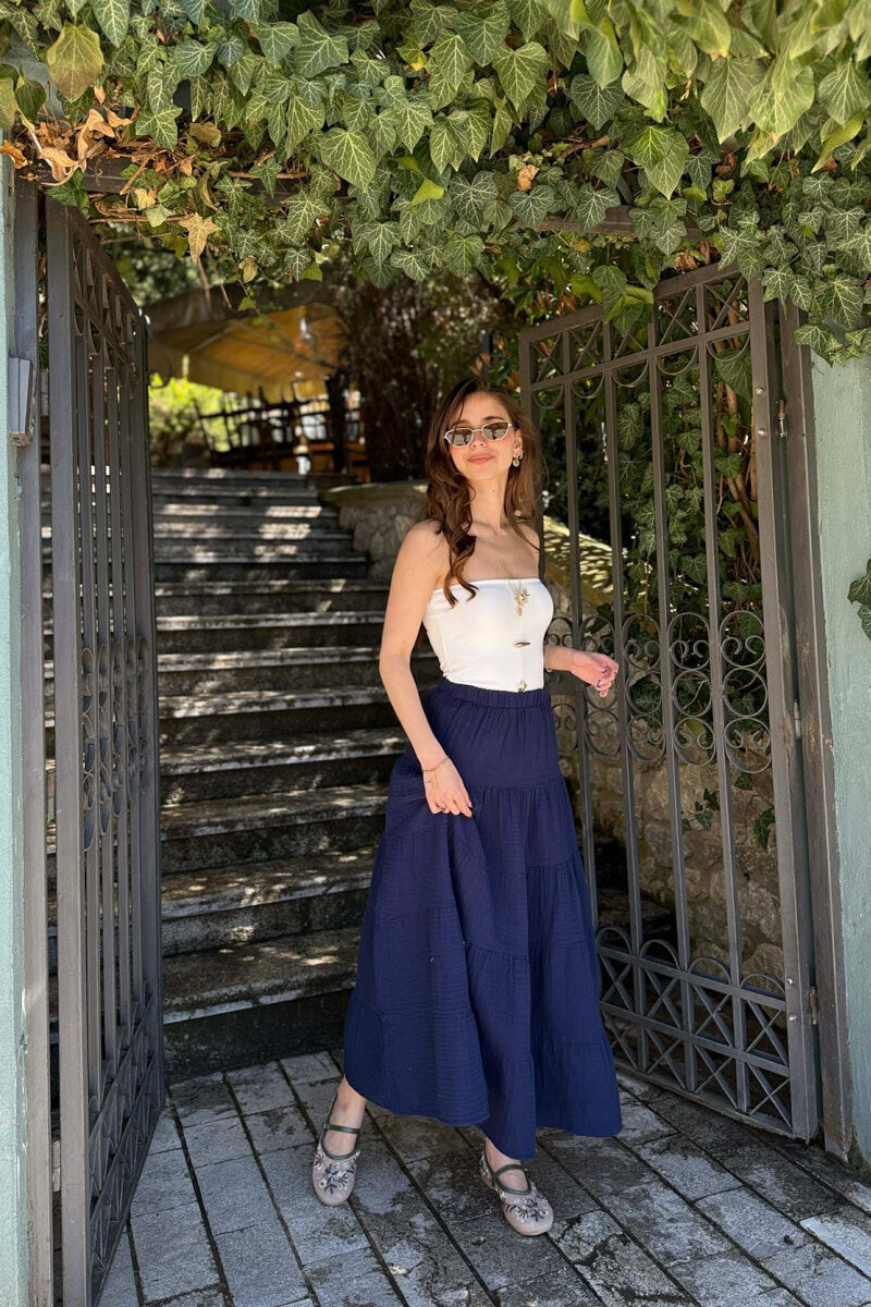 ONE COLOR LONG WOMAN SKIRT BLUE/BLU - 1