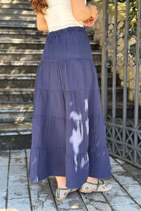 ONE COLOR LONG WOMAN SKIRT BLUE/BLU - 3