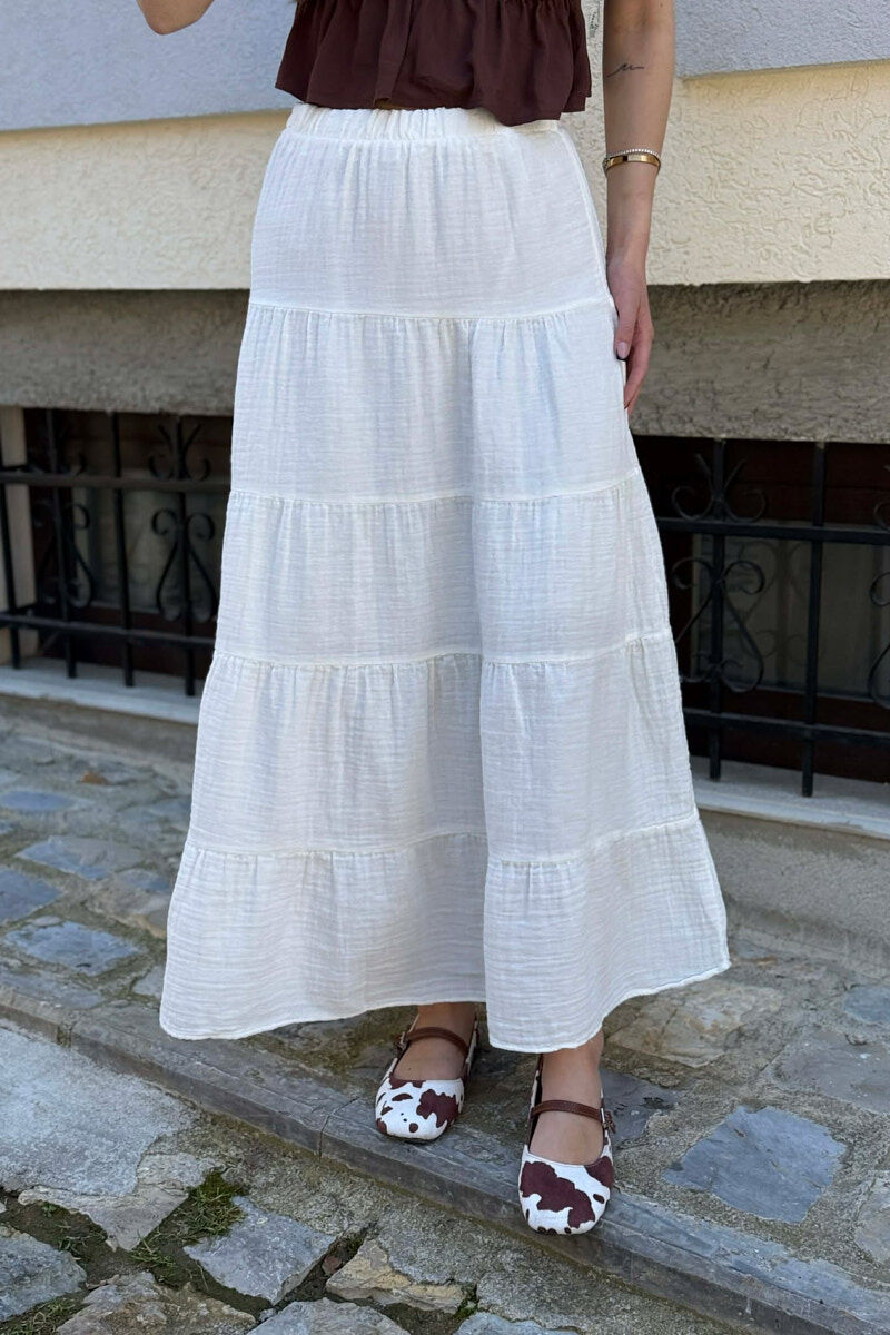ONE COLOR LONG WOMAN SKIRT WHITE-E BARDHE - 2