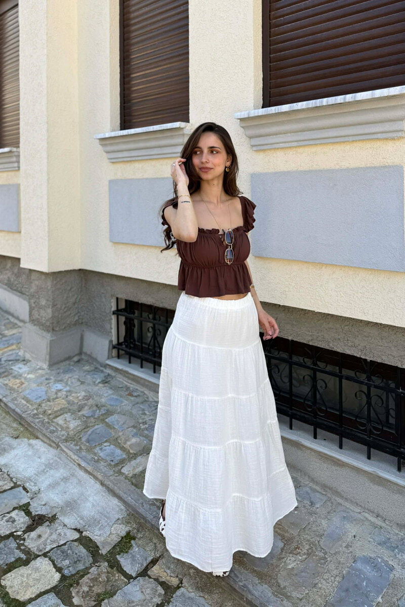 ONE COLOR LONG WOMAN SKIRT WHITE-E BARDHE - 1