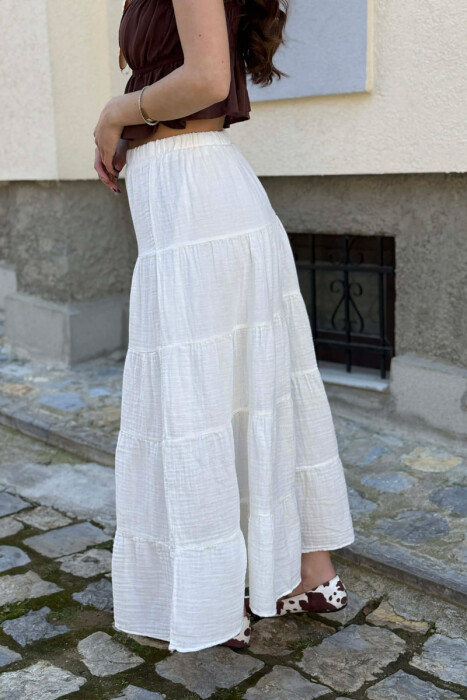 ONE COLOR LONG WOMAN SKIRT WHITE-E BARDHE - 3