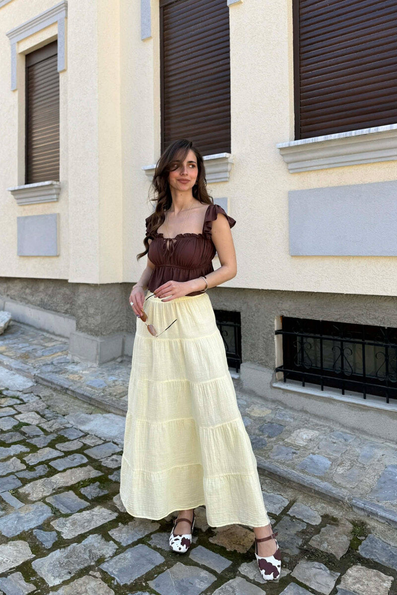 ONE COLOR LONG WOMAN SKIRT YELLOW/E VERDHE - 1