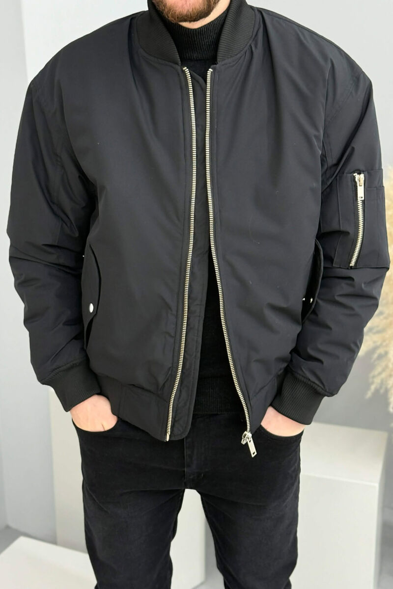 ONE COLOR MEN BOMBER JACKET BLACK/ E ZEZE - 1