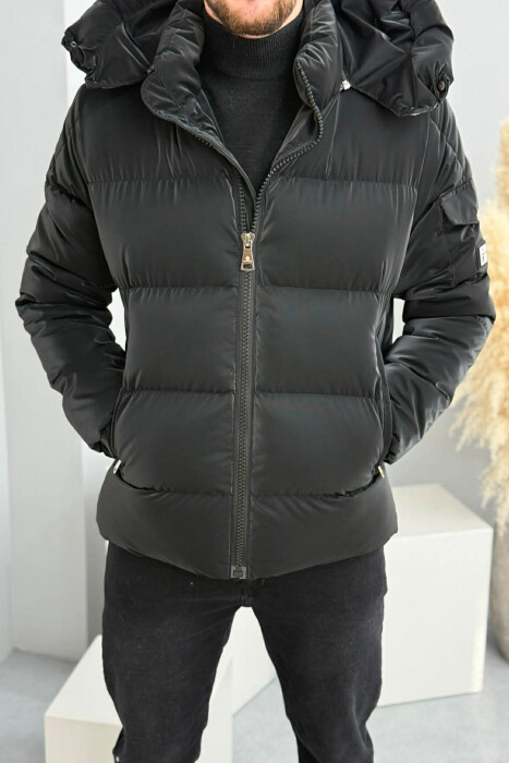 ONE COLOR MEN PUFFER JACKET BLACK/ E ZEZE - KLAUDIO FASHION
