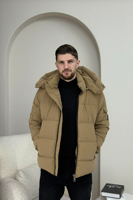 ONE COLOR MEN PUFFER JACKET BROWN/KAFE - 1