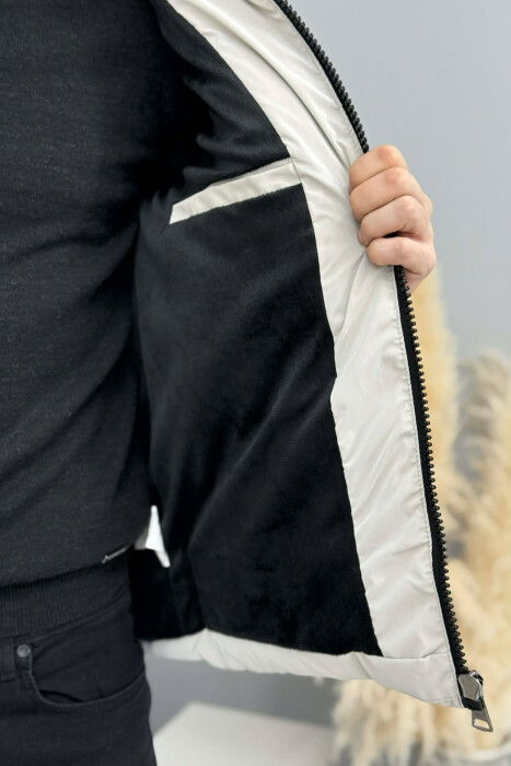 ONE COLOR MEN PUFFER JACKET LIGHT GREY/GZ - 3