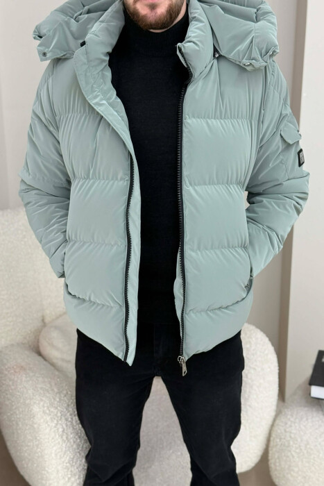 ONE COLOR MEN PUFFER JACKET MINT/MENTE - KLAUDIO FASHION