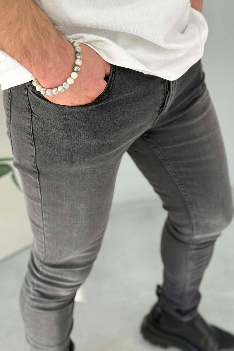 ONE COLOR REGULAR SEMI ELASTIC MEN JEANS GREY/GRI - 2