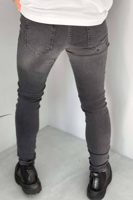 ONE COLOR REGULAR SEMI ELASTIC MEN JEANS GREY/GRI - 3