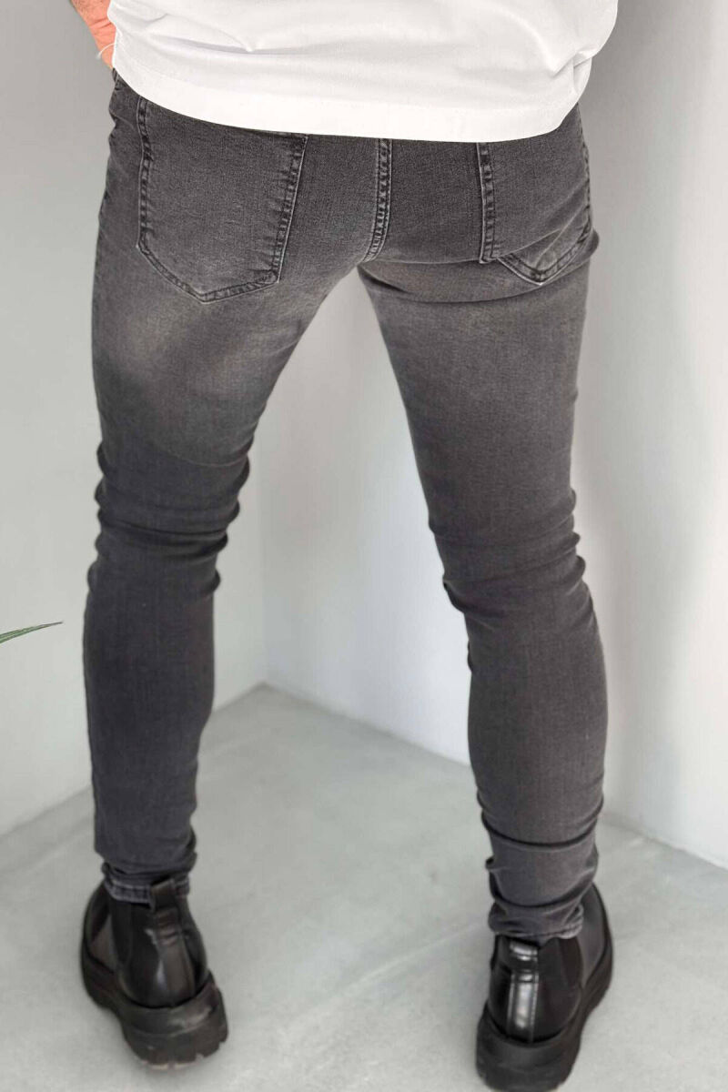ONE COLOR REGULAR SEMI ELASTIC MEN JEANS GREY/GRI - 3