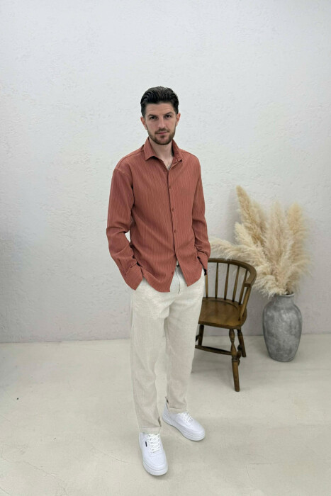 ONE COLOR MEN SHIRT BRICK/TULLE - 3