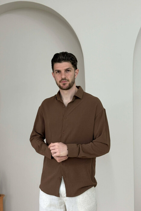 ONE COLOR MEN SHIRT BROWN/KAFE 