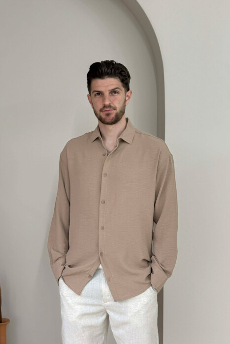 ONE COLOR MEN SHIRT DARK BEIGE/BEZHE ERRET 