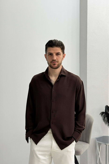 ONE COLOR MEN SHIRT DARK BROWN/KAE - 1