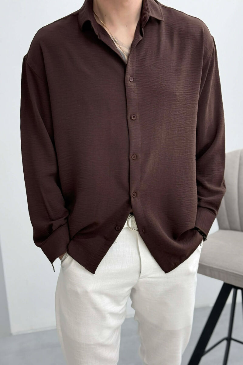 ONE COLOR MEN SHIRT DARK BROWN/KAE - 2