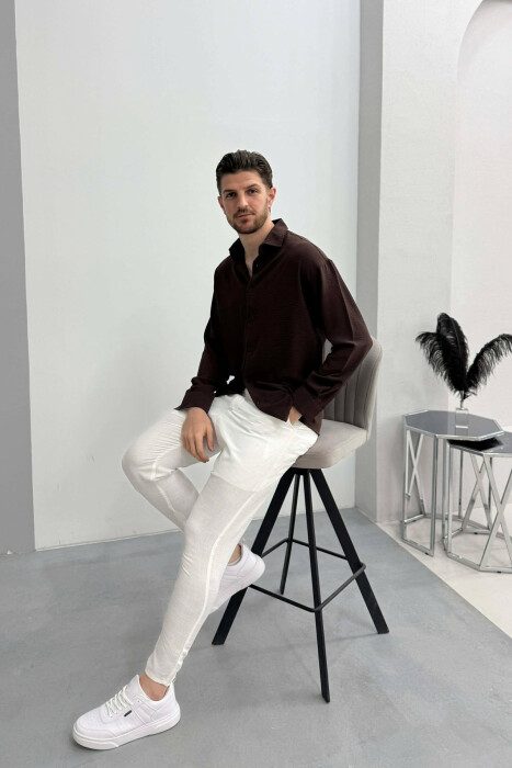 ONE COLOR MEN SHIRT DARK BROWN/KAE - 3