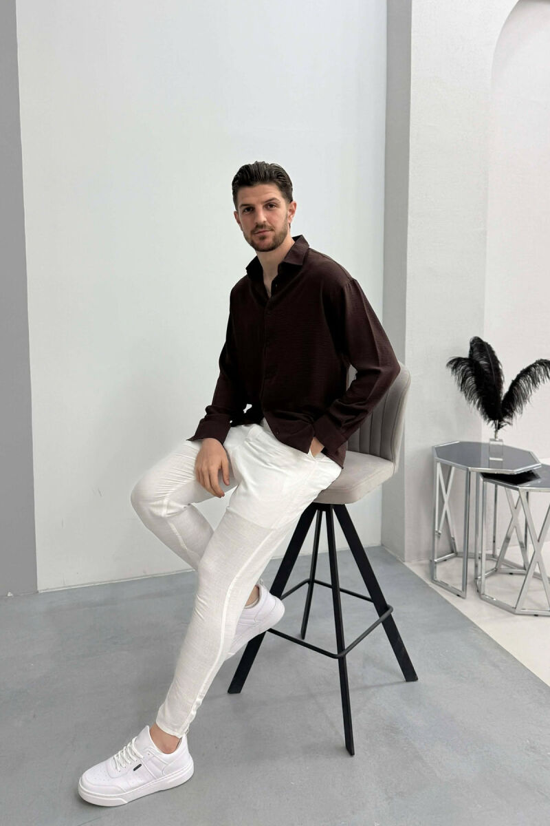 ONE COLOR MEN SHIRT DARK BROWN/KAE - 3