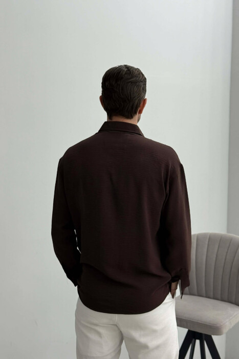 ONE COLOR MEN SHIRT DARK BROWN/KAE - 4