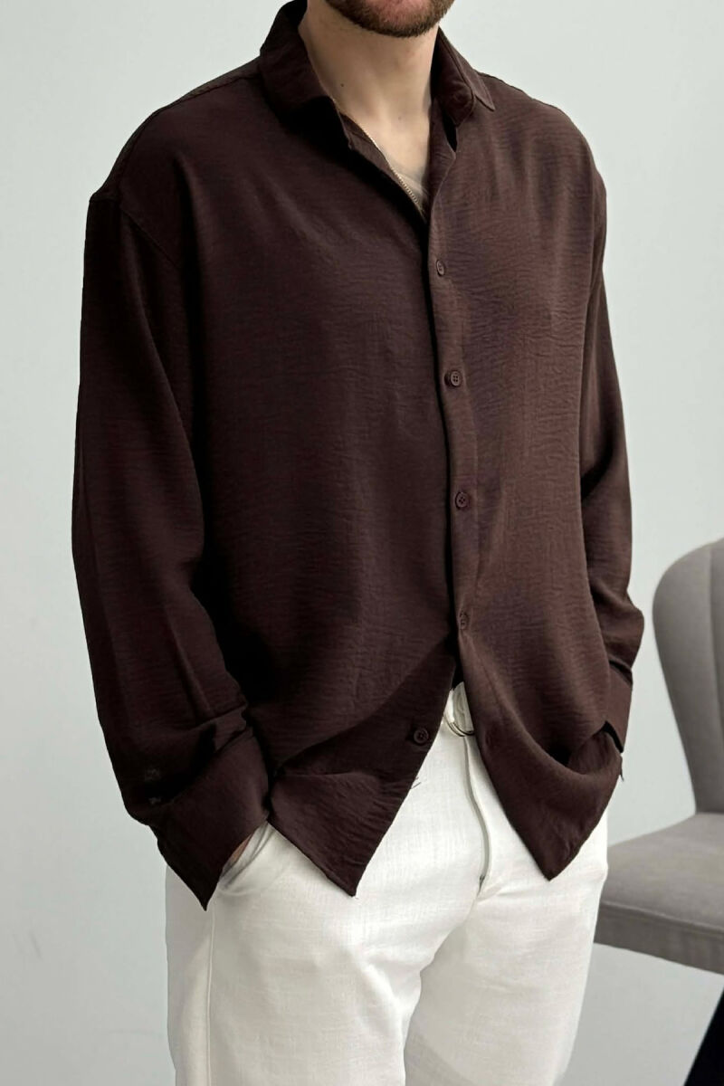 ONE COLOR MEN SHIRT DARK BROWN/KAE - 5