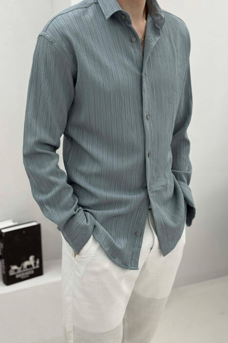 ONE COLOR MEN SHIRT GREY/GRI - 3