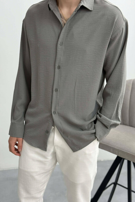 ONE COLOR MEN SHIRT GREY/GRI - 3