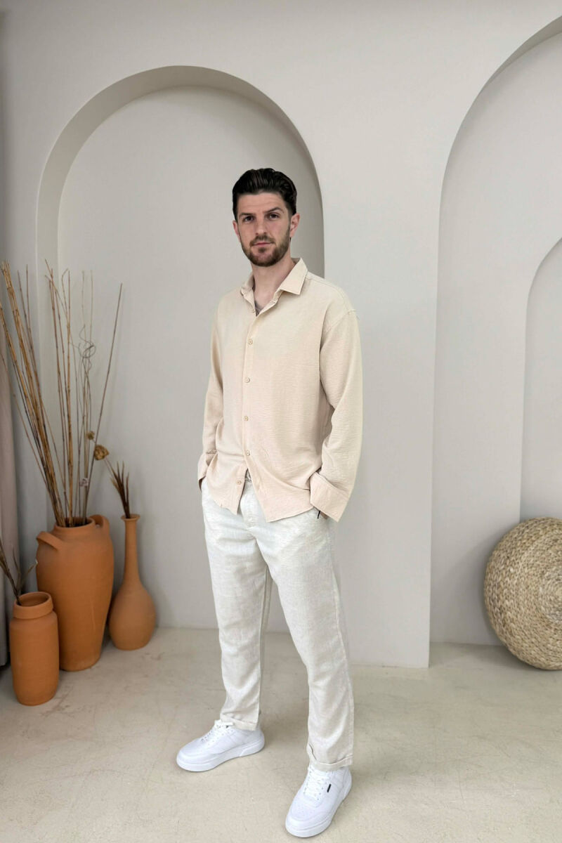 ONE COLOR MEN SHIRT LIGHT BEIGE/BZHZB - 3