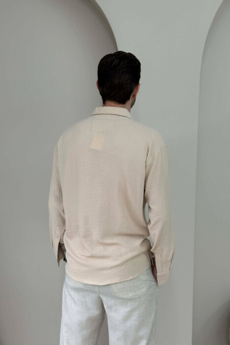 ONE COLOR MEN SHIRT LIGHT BEIGE/BZHZB - 4