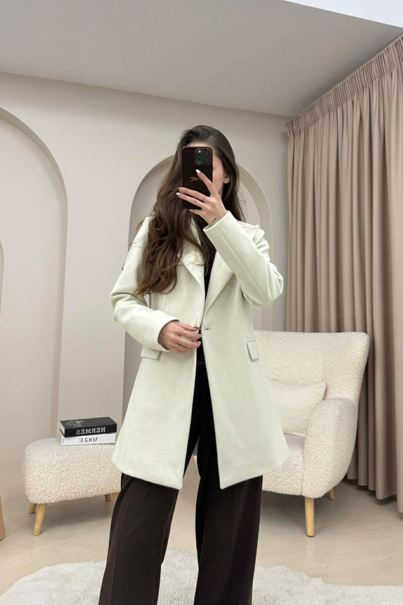 ONE COLOR ONE BUTTON SIMPLE WOMAN JACKET ANTIQUEWHITE/ANTIKE - 6