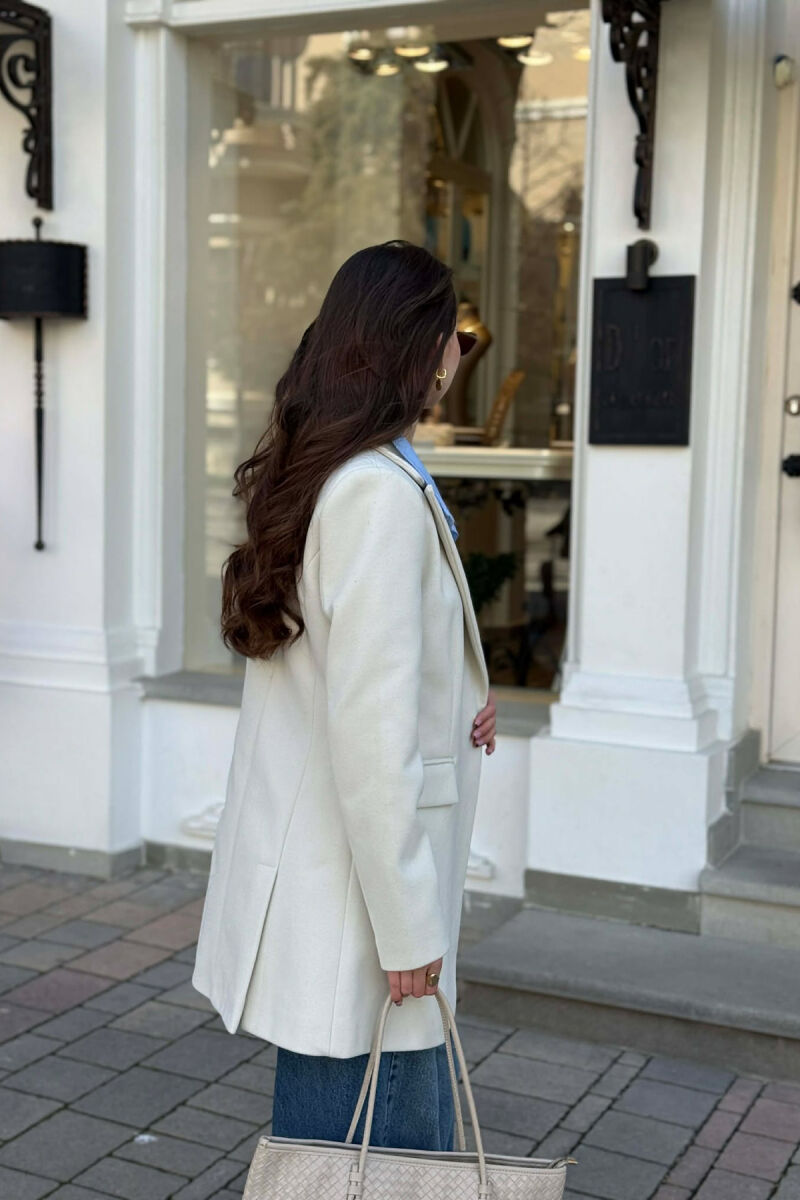 ONE COLOR ONE BUTTON SIMPLE WOMAN JACKET ANTIQUEWHITE/ANTIKE - 5