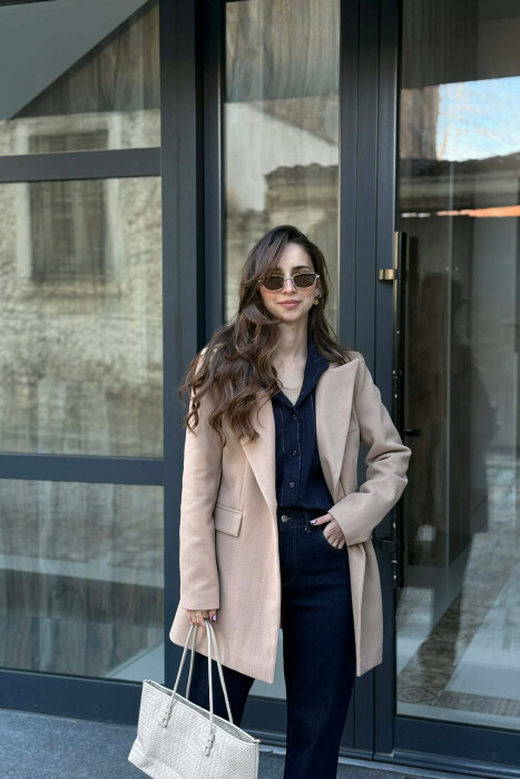 ONE COLOR ONE BUTTON SIMPLE WOMAN JACKET BEIGE/BEZHE 