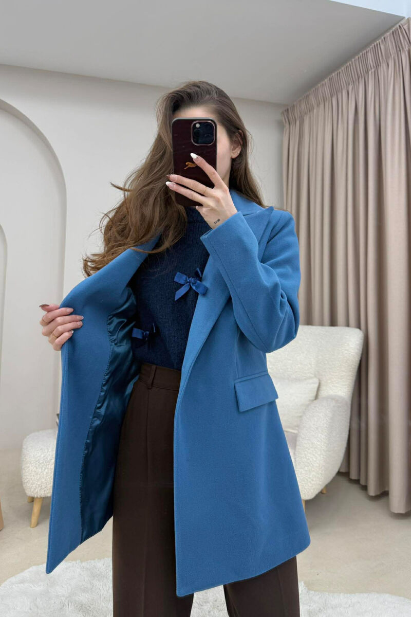 ONE COLOR ONE BUTTON SIMPLE WOMAN JACKET BLUE/BLU - 9