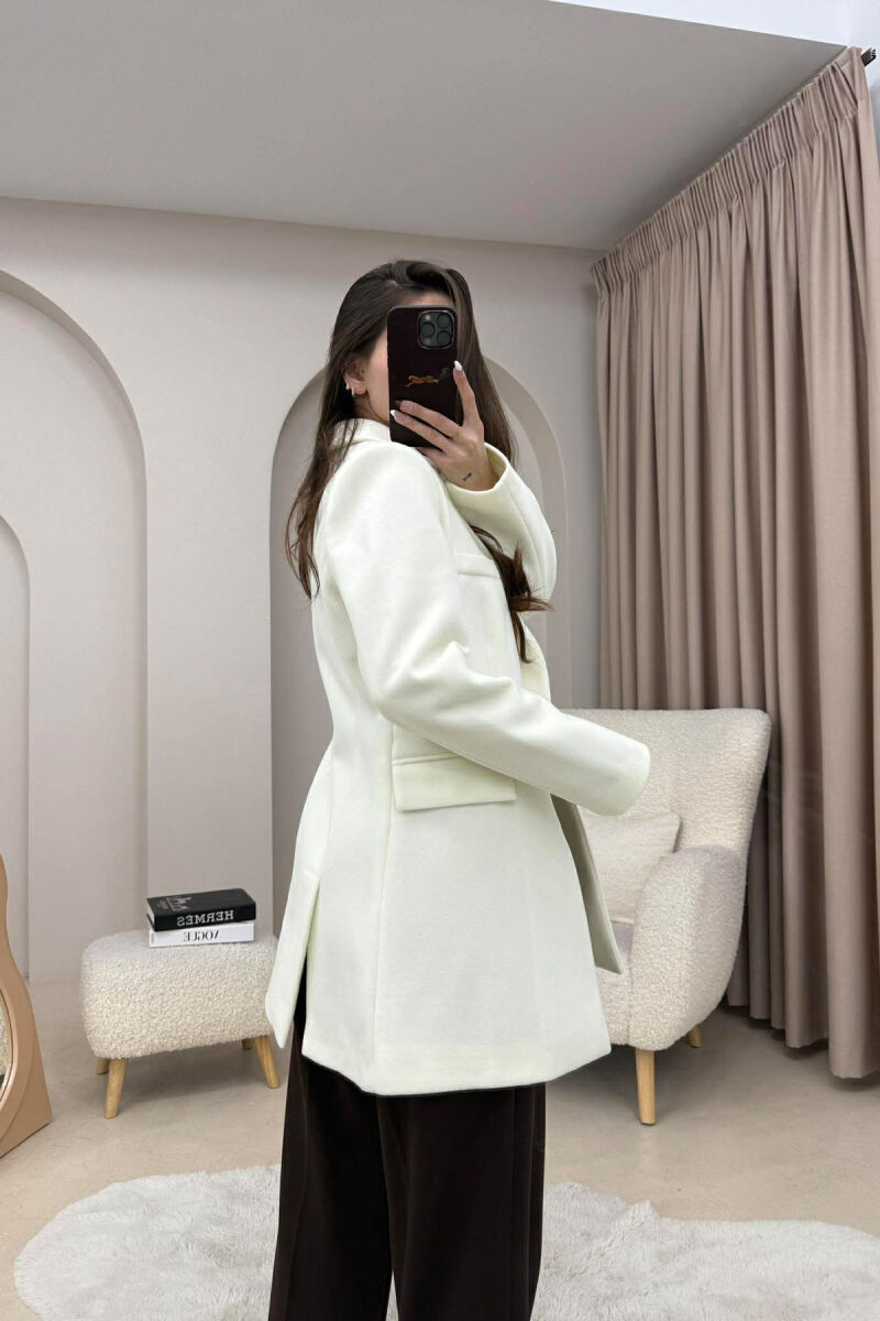 ONE COLOR ONE BUTTON SIMPLE WOMAN JACKET CREAM/KREM - 11