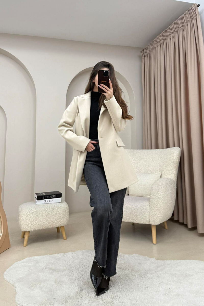 ONE COLOR ONE BUTTON SIMPLE WOMAN JACKET LIGHT BEIGE/BZHZB - 9