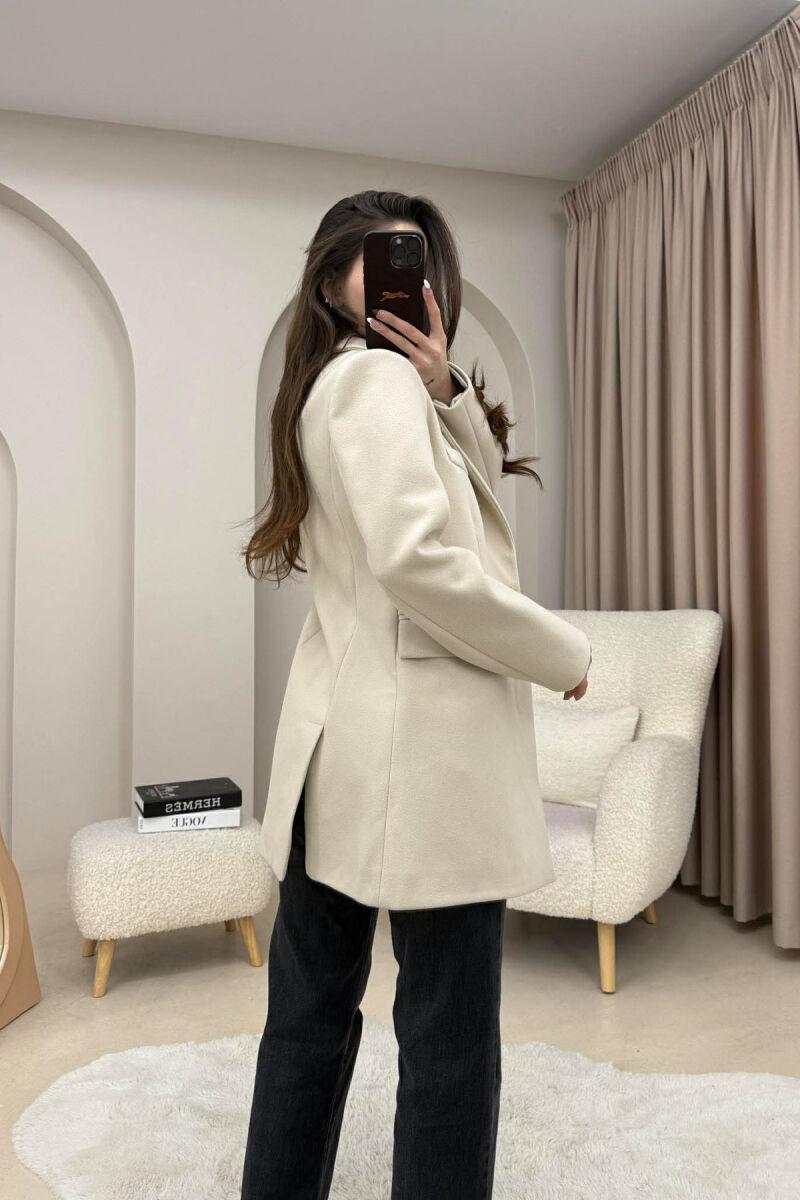 ONE COLOR ONE BUTTON SIMPLE WOMAN JACKET LIGHT BEIGE/BZHZB - 10