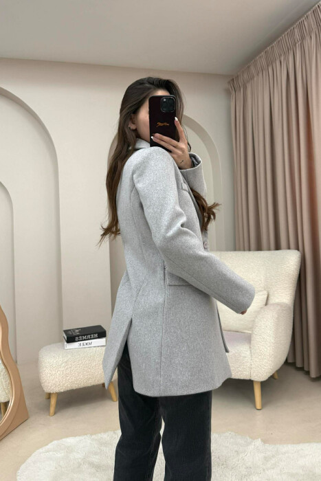 ONE COLOR ONE BUTTON SIMPLE WOMAN JACKET LIGHT GREY/GZ - 10